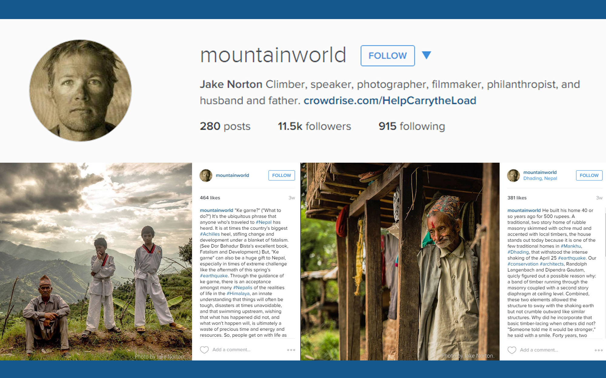 Instagram account illustration for Mountain World