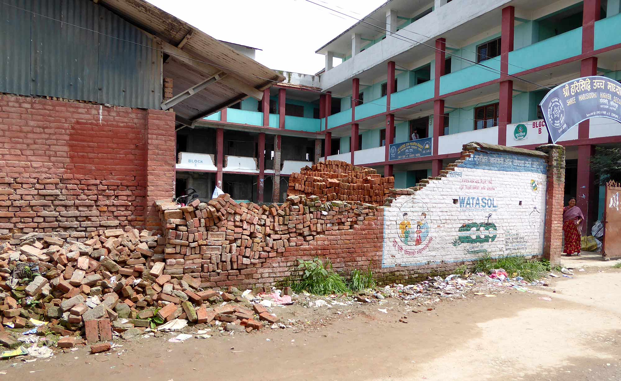 An earthquake damaged school in Harisiddhi
