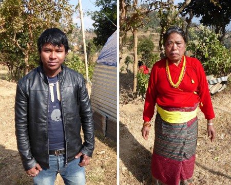 Himal Sagar Hingmang (left), one of the musicians, and Bishnu Maya Ranamagar, on whose land the church stands.