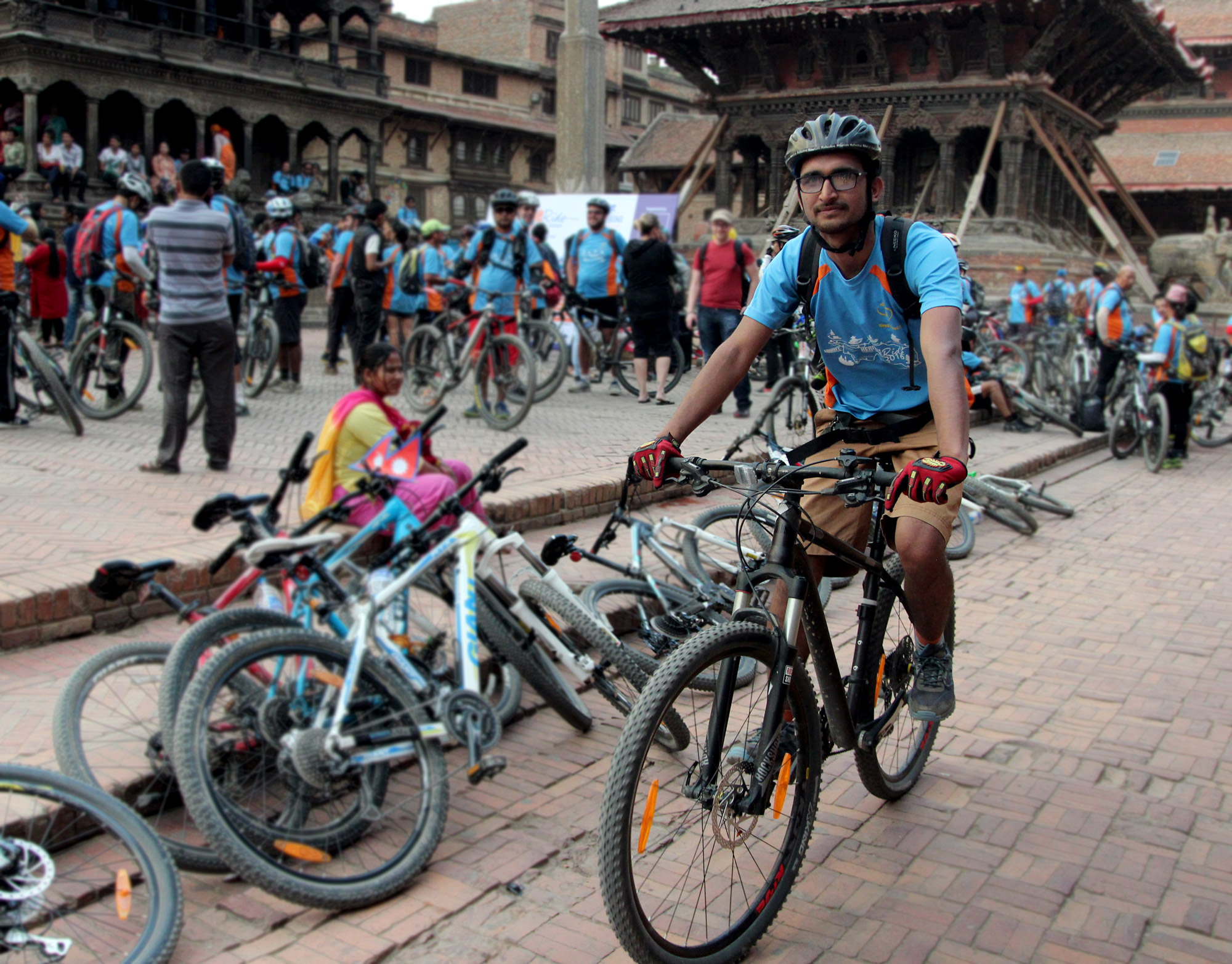 Cyclist Suraj Silwal, Patan Durbar Square, Kathmandu