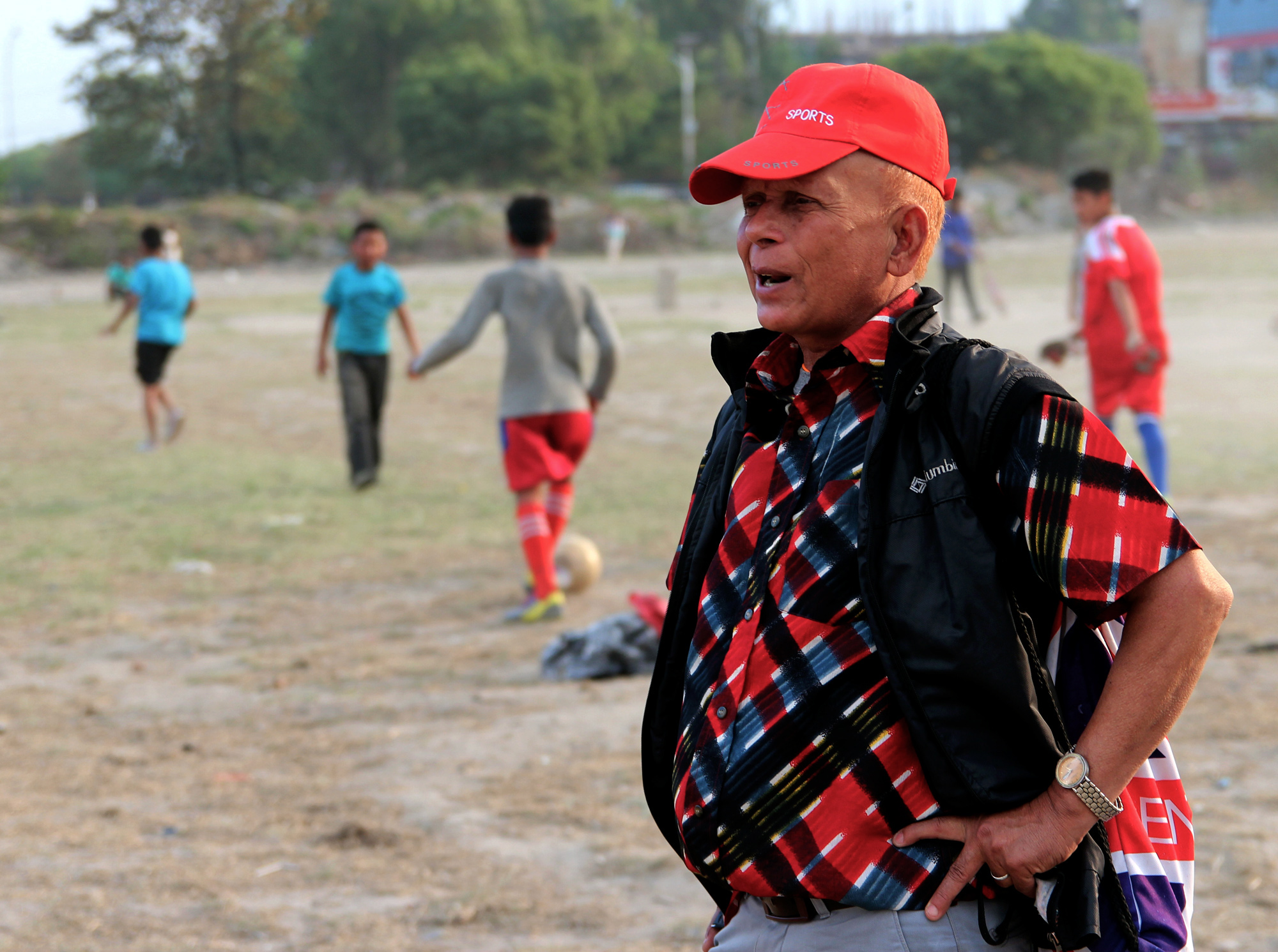 Football coach P.D. Tiwari, Tudikhel, Kathmandu
